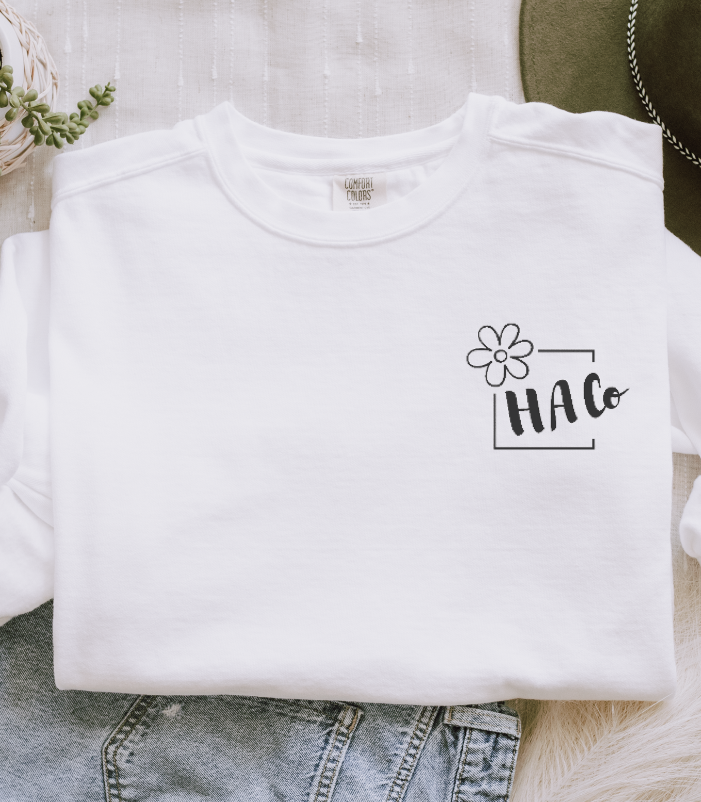 Vintage White Half-Adulting Co. Minimal Chest Logo Sweatshirt