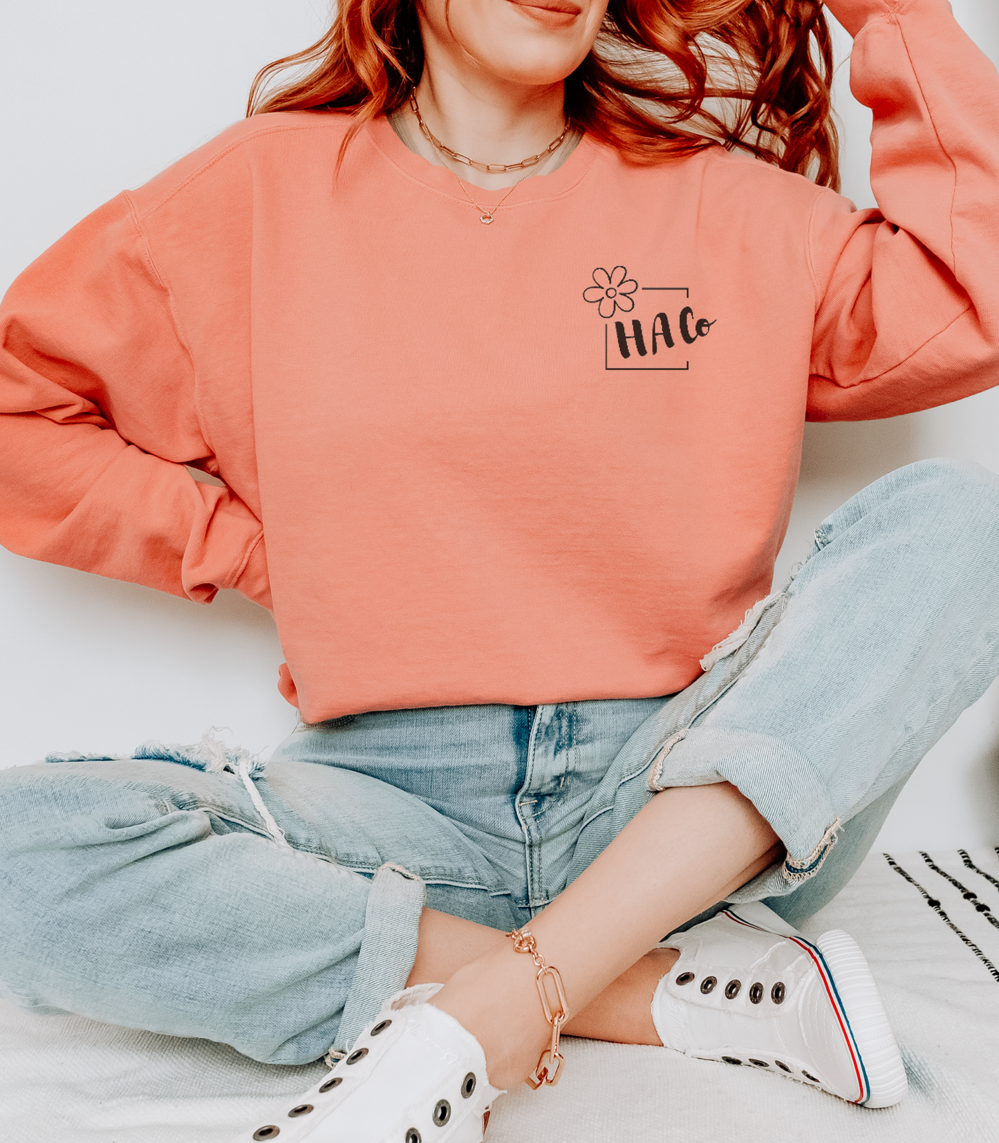 Vintage White Half-Adulting Co. Minimal Chest Logo Sweatshirt